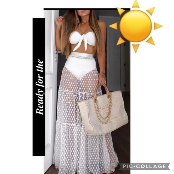 Ready for the 🏝 Beach! White Sheer Cover-Up Skirt - Picture 1 of 3